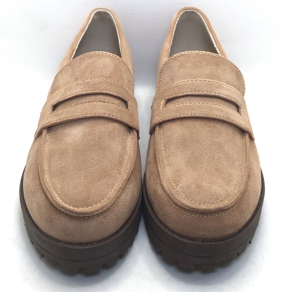Hey Girl by Corkys Inspo Sand Faux Suede Platform Penny Loafer Size 8 or 9 - Picture 3 of 13